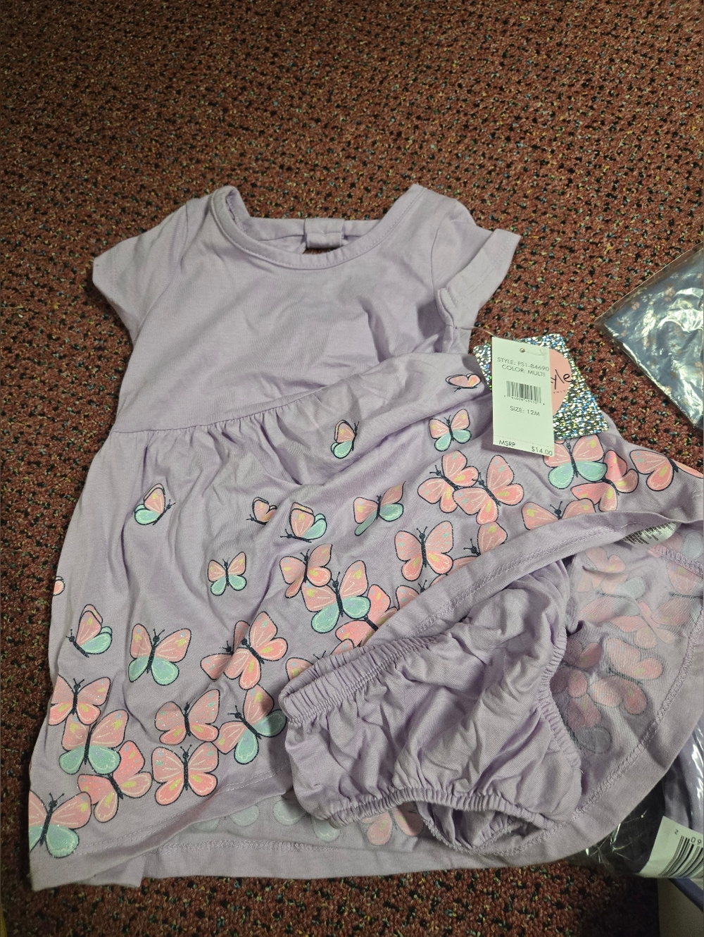 Lilac Butterfly Dress & Bloomers Set